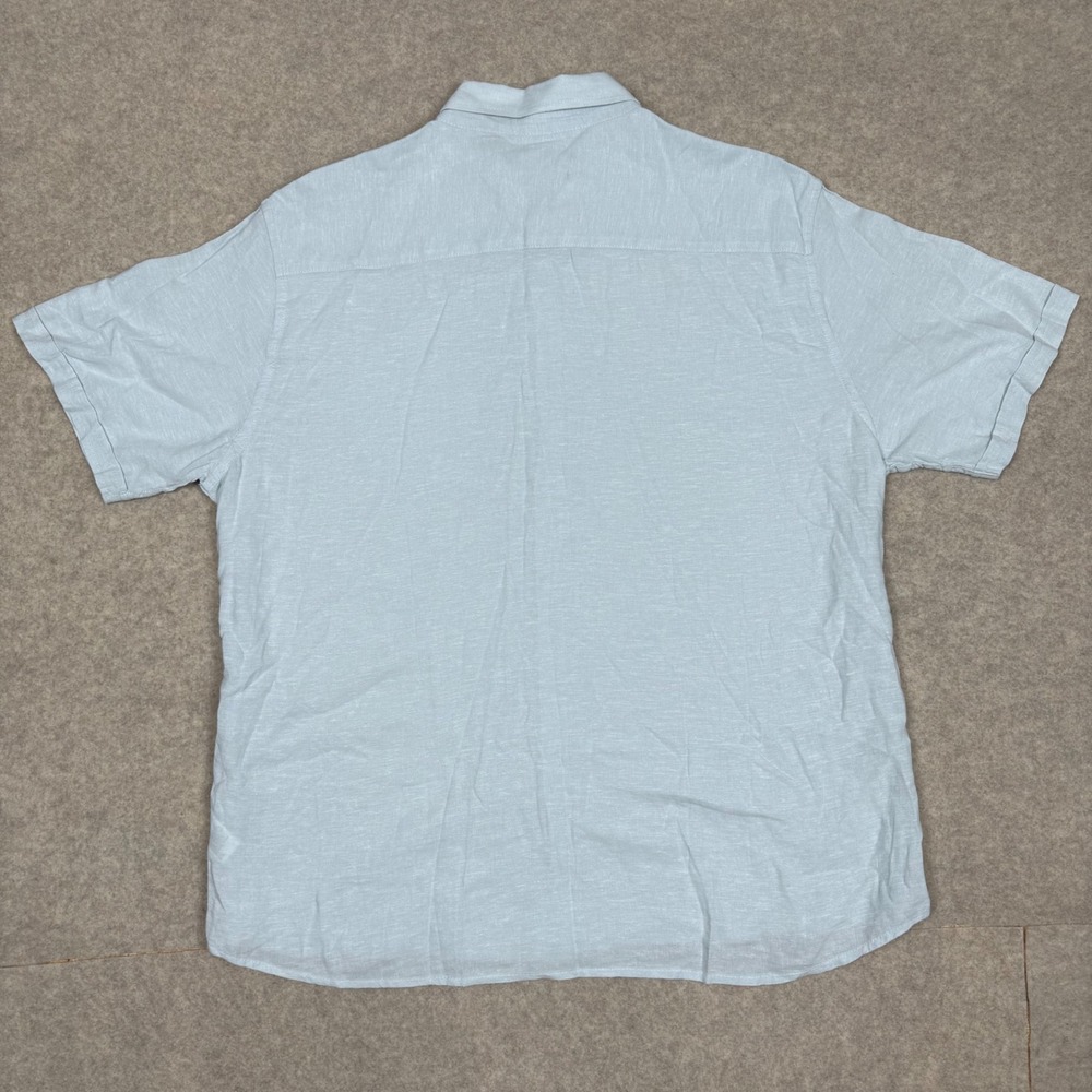 Saks Fifth Avenue Button Down XXL 25.5in Linen Viscose Light Blue Coastal Preppy - Picture 5 of 8
